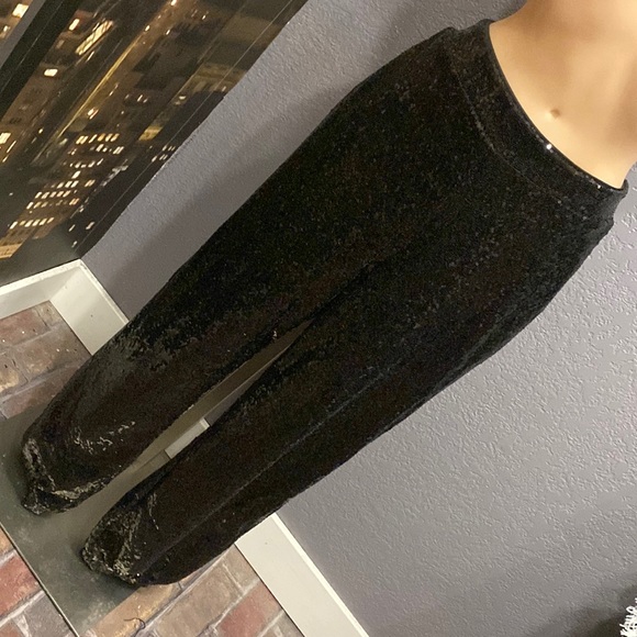 NEW YORK & CO - NWT - pocketed joggers: black sequin w elastic waist / cuffs - L - Picture 16 of 16